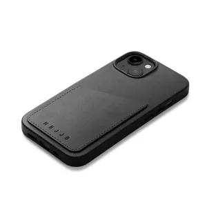 Mujjo schwarze Lederhülle für iPhone 14 mit Kartenfach und erhöhter Kameraaussparung