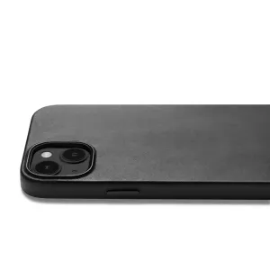 Coque Mujjo en cuir noir pour iPhone 14/15 Plus avec MagSafe, profil fin et découpe surélevée pour l’appareil photo