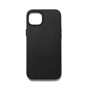 Coque Mujjo Full Leather avec MagSafe pour iPhone 14/15 Plus, coque de téléphone en cuir noir avec découpe pour appareil photo