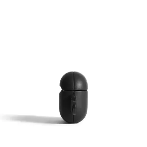 Mujjo Echelon svart AirPods Pro-etui med klips og utskjæring foran, beskyttelsesetui kompatibelt med trådløs lading.