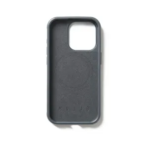 Mujjo iPhone 15 Pro Impact Case in Dunkelgrau mit MagSafe-Ring und Kameraausschnitt