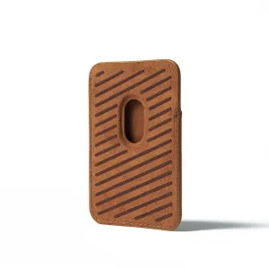 Mujjo MagSafe-Leder-Kartenetui in Dunkelbraun, ein schlanker magnetischer iPhone-Kartenhalter mit abgerundeten Ecken.