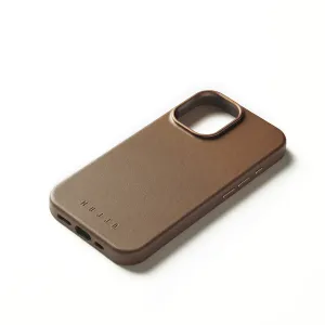 Mujjo Lederhülle in Hellbraun für iPhone 16 mit MagSafe-Kompatibilität, erhöhtem Kameraausschnitt und Tastenabdeckungen