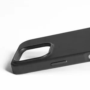 Mujjo lædercover til iPhone 16 Pro i sort med udskæring til bagkamera og MagSafe-kompatibelt design