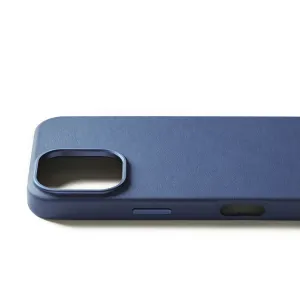 Coque Mujjo en cuir bleu pour iPhone 16 Pro avec design protecteur compatible MagSafe