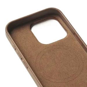 Mujjo Wallet Leather Case für iPhone 16 Pro aus hellbraunem Leder mit Kartenfach und MagSafe-Kompatibilität