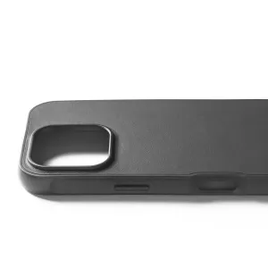 Coque Mujjo Shield Case pour iPhone 16 Pro en gris foncé, avec grande découpe pour l’appareil photo et bord de protection surélevé