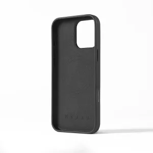 Coque Mujjo en cuir noir pour iPhone 16 Pro Max avec découpe pour l’appareil photo et intérieur gaufré