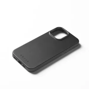 Coque Mujjo en cuir noir pour iPhone 16 Pro Max avec découpe pour l’appareil photo, boutons recouverts et bords surélevés