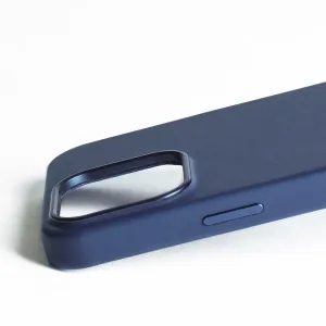 Mujjo Lederhülle in Blau für iPhone 16 Pro Max mit Kameraaussparung und schlankem, MagSafe-kompatiblem Design