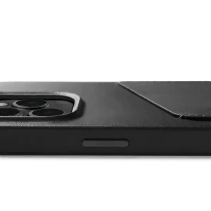 Étui portefeuille en cuir noir Mujjo pour iPhone 14 Pro avec poche pour carte et protection surélevée de l’appareil photo