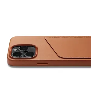 Étui portefeuille en cuir Mujjo pour iPhone 14 Pro en cuir fauve, avec compartiment arrière pour carte et découpe pour l’appareil photo