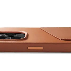 Coque portefeuille en cuir Mujjo pour iPhone 14 Pro en cuir fauve, avec poche pour carte et protection surélevée de l’appareil photo