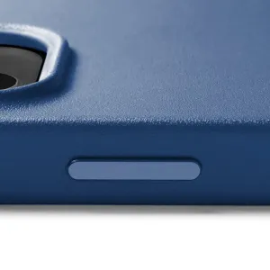 Mujjo Lederhülle mit MagSafe für iPhone 14 Pro Max in Monacoblau, mit strukturiertem Leder und erhöhter Kameraaussparung