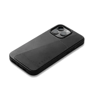 Étui portefeuille en cuir noir Mujjo pour iPhone 14 Pro Max, avec bords cousus et rebord surélevé pour l’appareil photo