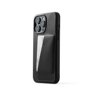 Étui portefeuille en cuir noir Mujjo pour iPhone 14 Pro Max avec poche arrière pour carte et découpe surélevée pour l’appareil photo
