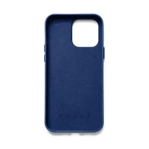 Mujjo blaue Lederhülle für das iPhone 14 Pro Max mit Kartenfach und erhöhtem Kameraschutz