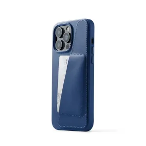 Mujjo Full Leather Wallet Case für iPhone 14 Pro Max in Blau, mit Kartenfach und erhöhtem Kameraausschnitt