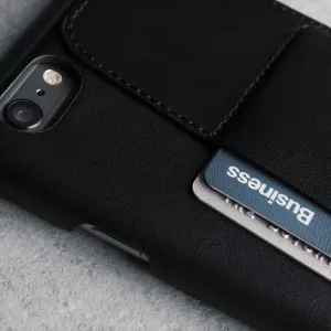 Étui portefeuille en cuir Mujjo pour iPhone 6/6s Plus avec poche cousue pour carte et insert bleu pour carte de visite