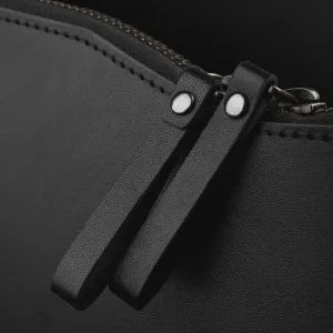 Housse folio Mujjo en cuir noir pour MacBook Pro 13 pouces, avec couture piquée et deux tirettes de fermeture éclair