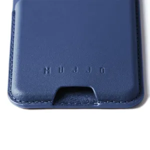 Mujjo MagSafe Kartenetui aus Leder in Monaco Blau, mit genähten Kanten und geprägtem Logo