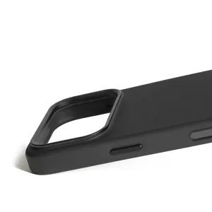 Funda de cuero negro Mujjo para iPhone 17 Pro con recorte elevado para la cámara y diseño compatible con MagSafe