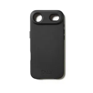 Funda de cuero negra Mujjo para iPhone 17 Air con borde elevado, recortes para la cámara y compatibilidad con MagSafe