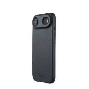 Mujjo Full Leather Case para iPhone 17 Air en Basalt, funda de piel negra compatible con MagSafe con borde elevado para la cámara