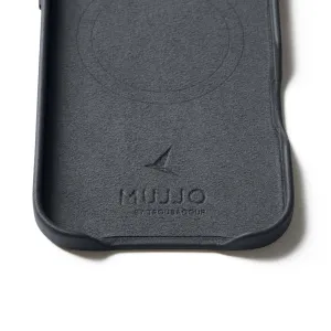Funda de cuero negro Mujjo para iPhone 17 Air con anillo compatible con MagSafe y protección con borde elevado