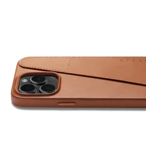 Mujjo pungcover i tan læder til iPhone 14 Pro Max med kortlomme og hævet kamerakant