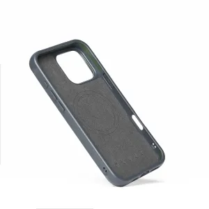 Coque Mujjo Shield Case pour iPhone 16 Pro Max en bleu acier, coque de protection en cuir compatible avec MagSafe