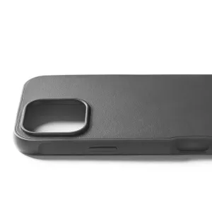 Coque Mujjo Shield pour iPhone 16 Pro Max en gris foncé avec finition mate texturée et découpe surélevée pour l’appareil photo