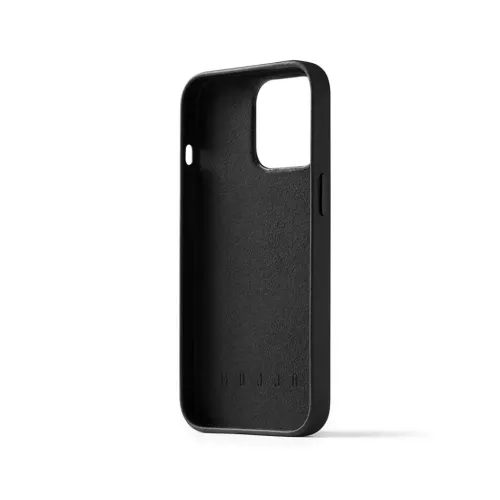 Mujjo Leather Wallet Case för iPhone 14 Pro i svart läder med kortfack och skyddande upphöjda kanter