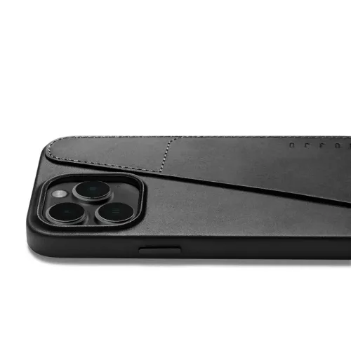 Mujjo svart plånboksfodral i läder för iPhone 14 Pro Max med kortfack och upphöjd kamerautskärning