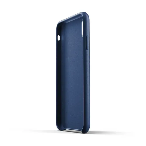 Mujjo blått helskinnsfodral för iPhone XS Max med utskärningar för kamera och sidoknappar