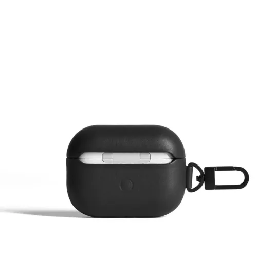 Mujjo AirPods Pro Hülle in Schwarz mit Karabinerhaken, mit kabellosem Laden kompatible Schutzhülle