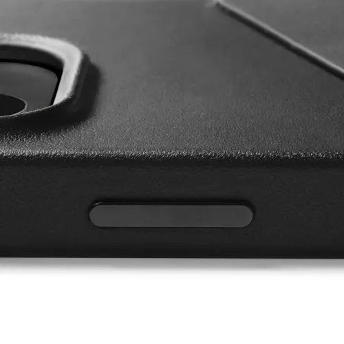 Mujjo black leather wallet case for iPhone 14 Pro Max with card pocket and raised camera bezel