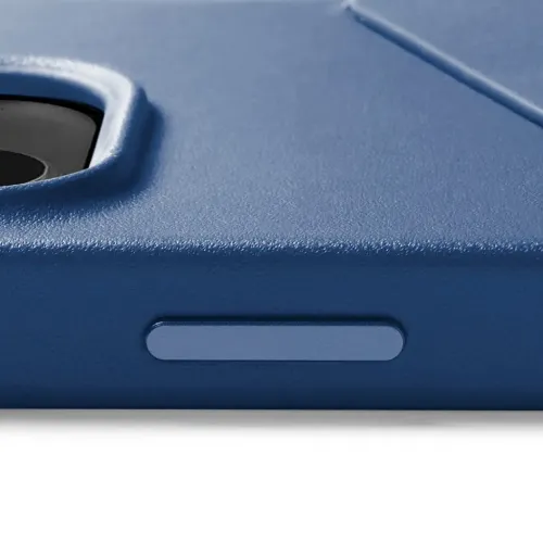 Mujjo Full Leather Wallet Case for iPhone 14 Pro Max in Monaco Blue, leather case with camera protection