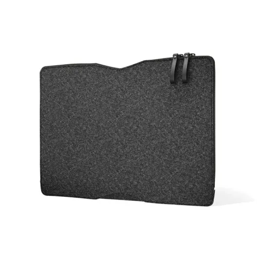 Mujjo Folio-Schutzhülle für 13-Zoll MacBook Pro in Dunkelgrau mit filzähnlicher Struktur und sicheren Reißverschlussgriffen