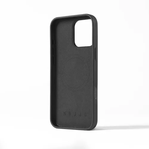 Coque Mujjo en cuir noir pour iPhone 16 Pro Max avec découpe pour l’appareil photo et intérieur gaufré