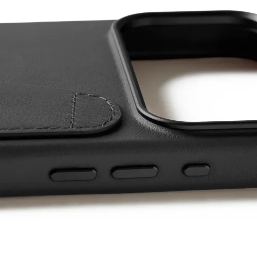 Mujjo svart plånboksfodral i läder för iPhone 17 Pro Max med kortfack och upphöjd kamerautskärning