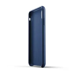Mujjo Full Leather Case for iPhone XS Max in Blue, slim design, full-grain leather, microfiber lining, protective and stylish