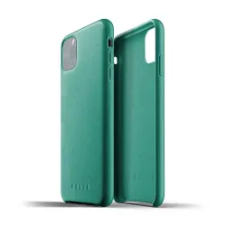 Mujjo Full Leather Case for iPhone 11 Pro Max in Alpine Green, crafted with premium leather for durability, style, and screen protection