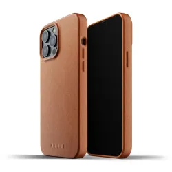 Tan Mujjo Full Leather Case för iPhone 13 Pro Max med premiumkorn och hållbar design för elegant skydd och komfort.